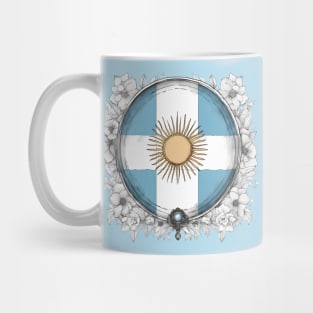 I love Argentina Flag Design with flowers Mug